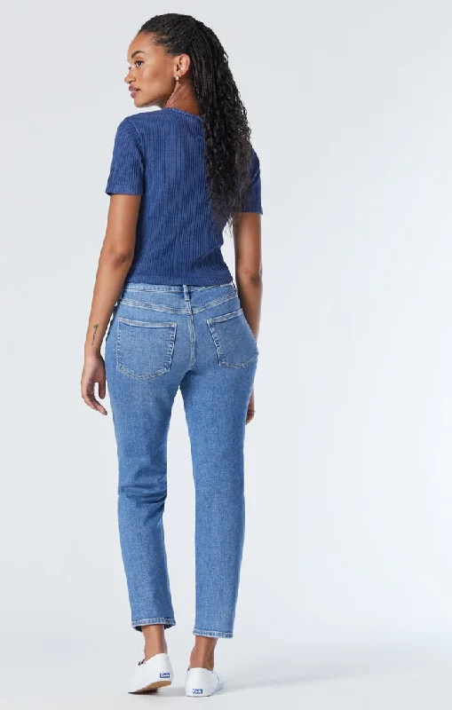 Clearance Event SOHO GIRLFRIEND JEANS IN MID DISTRESSED RECYCLED BLUE