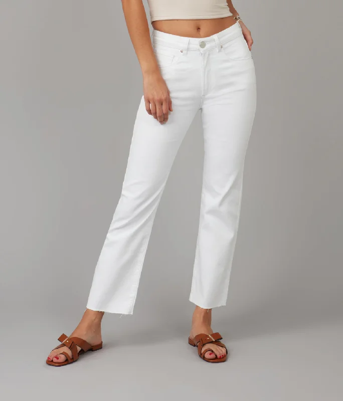 Absurdly Cheap Sale Women's DENVER-WHT High Rise Straight Jeans