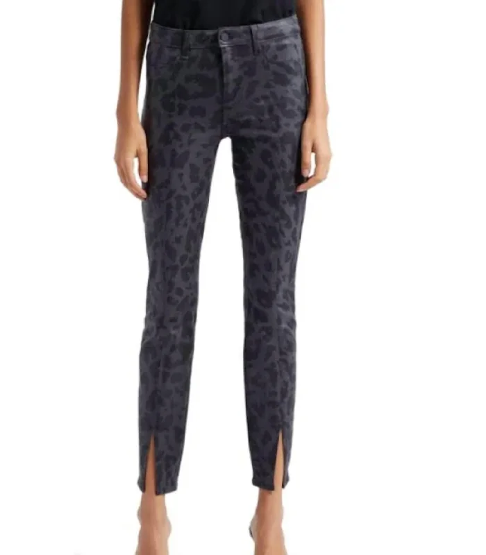 Your Timeless Wardrobe Awaits Jyothi Coated Denim In Black Tone Leopard Coated