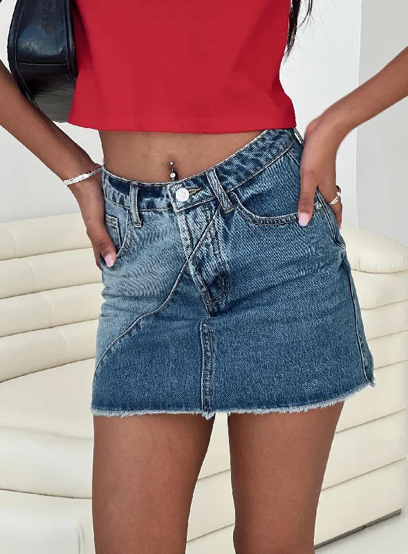 Summer Fashion Jellicoe Spliced Denim Skirt Multi Wash