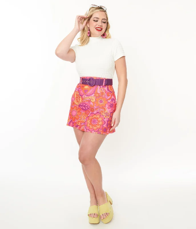 Spring Wardrobe Smak Parlour Hot Pink Mod Floral Easy Does It Mini Skirt