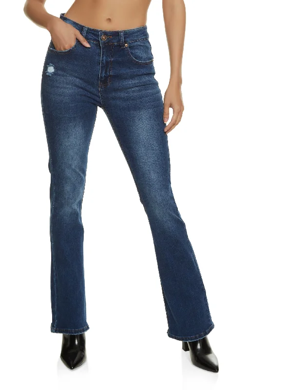 Stylish Savings WAX Whiskered High Waist Boot Cut Jeans
