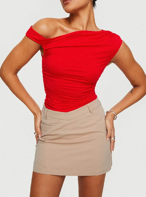 Hot Styles Grimaldi Mini Skirt Beige