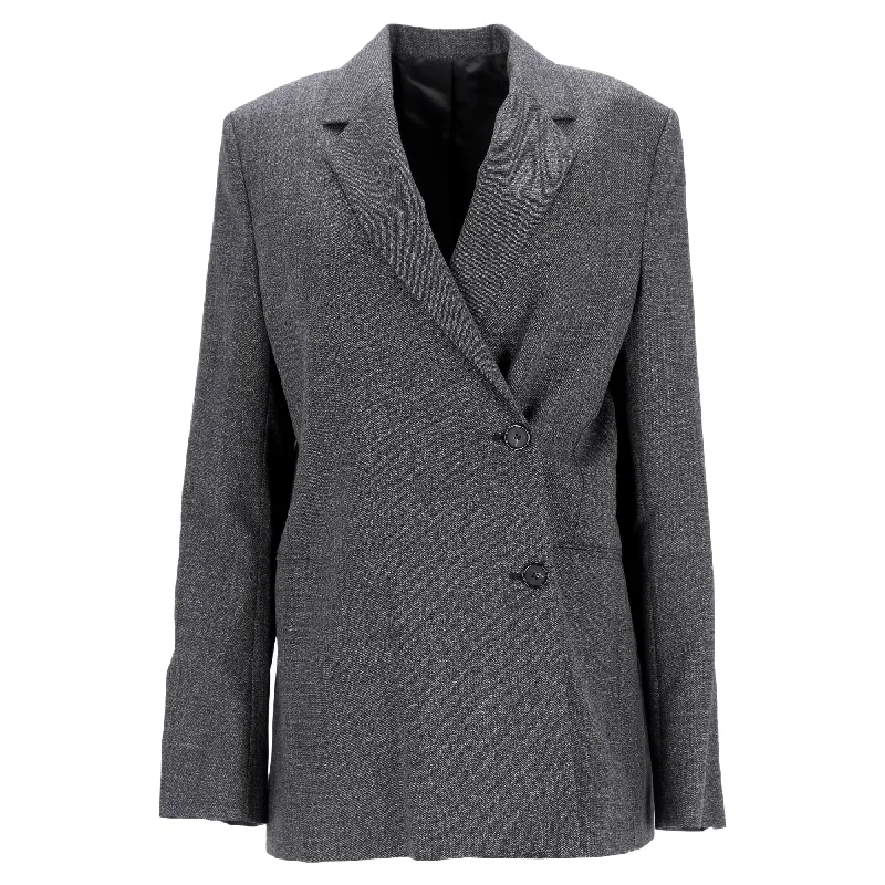 Clearance Event Totême Off-Center Wrap Single-Breasted Blazer in Grey Polyester