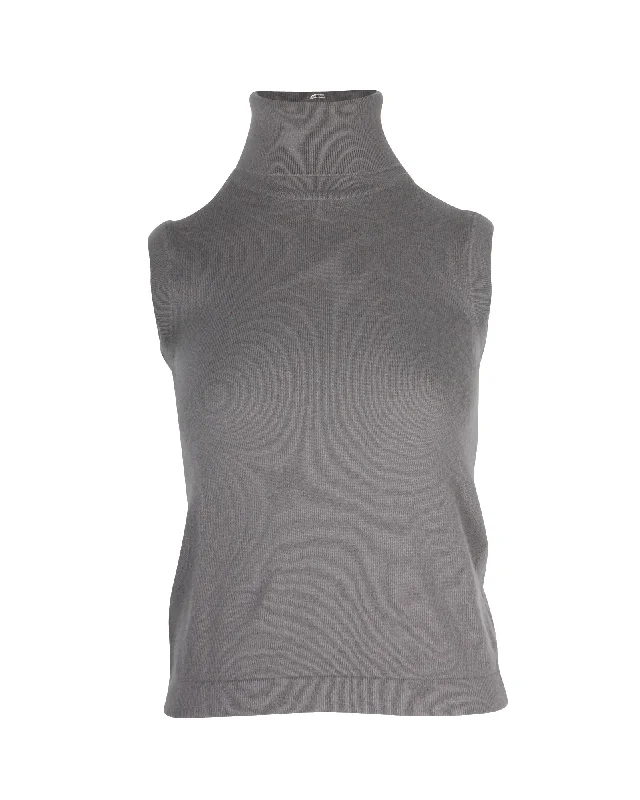 Low Price Special Hermes Sleeveless Turtleneck Top in Grey Cashmere (Top Only)
