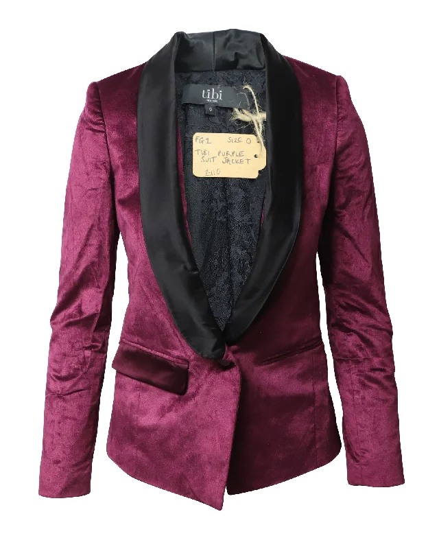 Quality Wear Tibi Tuxedo and Pants Set in Maroon Velvet