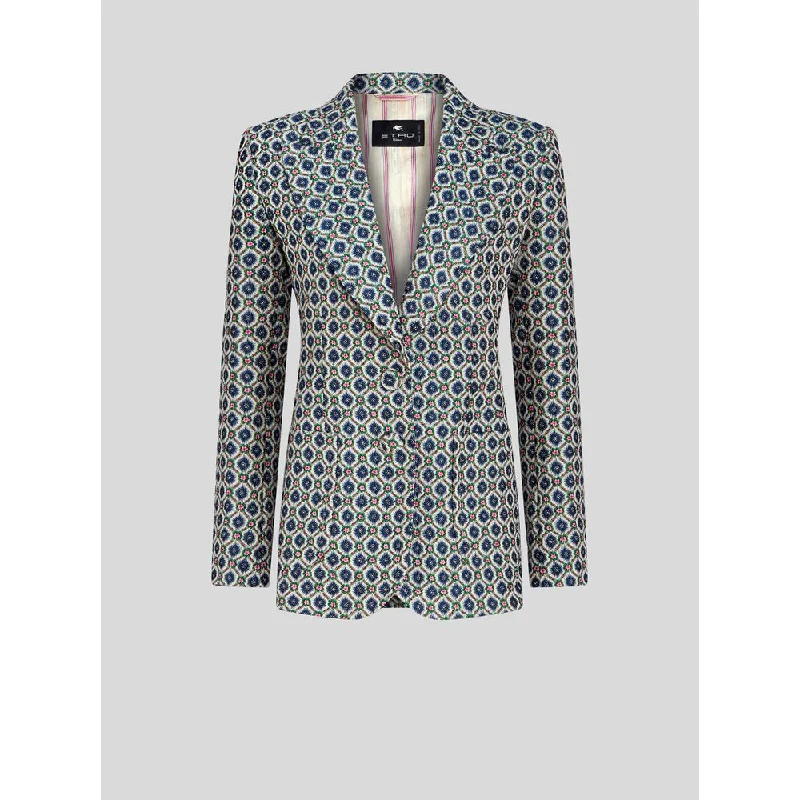 Stylish Spring Fashion GEOMETRIC PATTERN JACQUARD JACKET