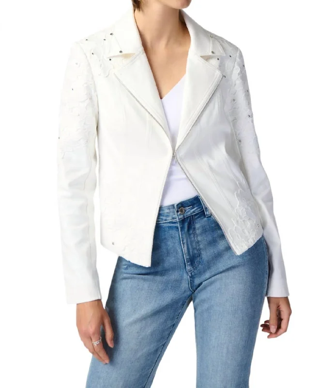 Must Haves Edgy Leather Jacket In Vanilla