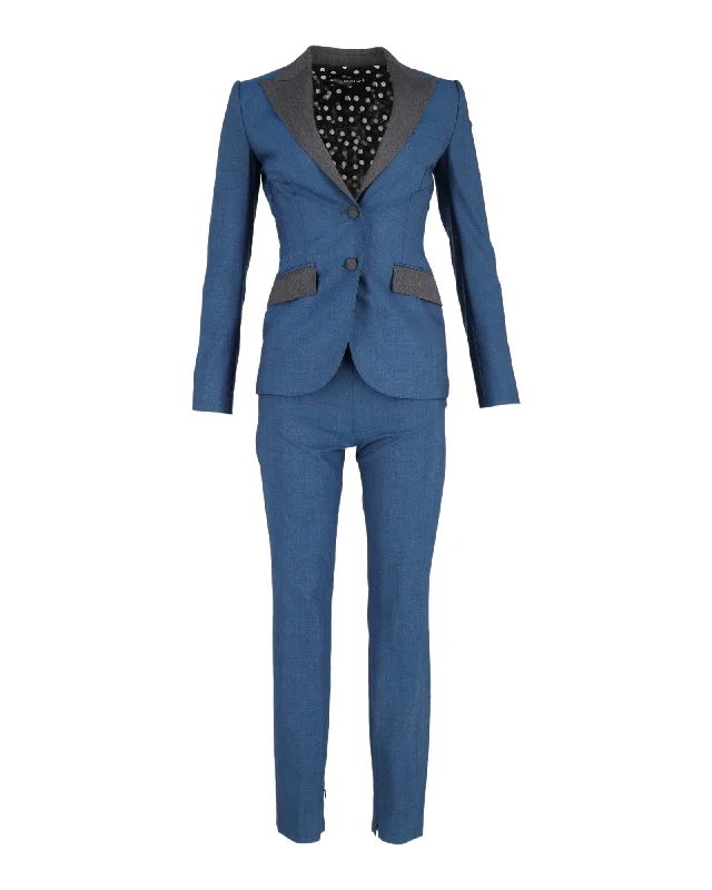 Ethnic Cultural Event Wear Dolce & Gabbana Blazer and Trousers Set in Blue Cotton