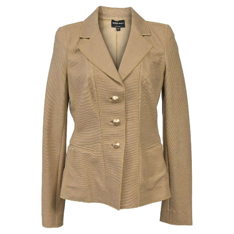 Spring Fling Sale Giorgio Armani Single-Breasted Piping Detail Blazer in Brown Wool Spring Fling Sale Giorgio Armani Single-Breasted Piping Detail Blazer in Brown Wool