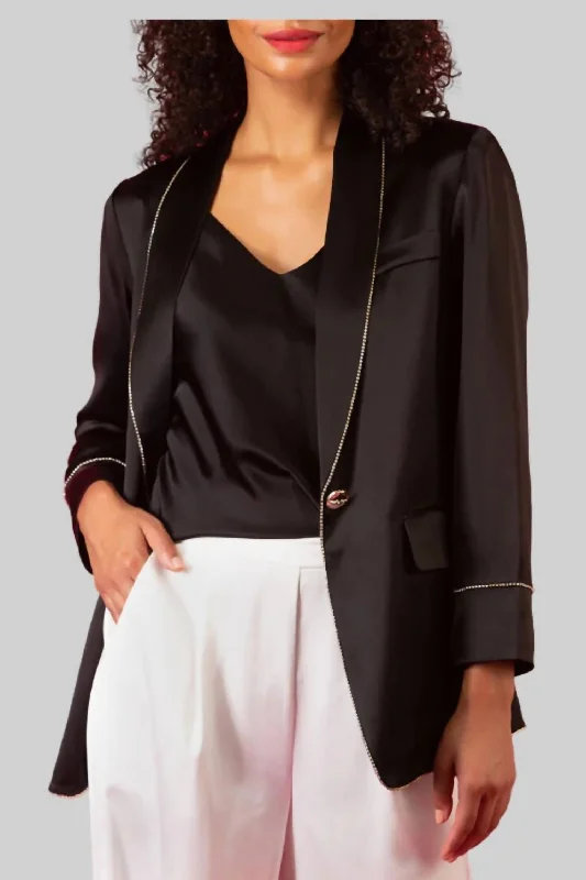 Trendy And Individual Women's Fashion Sateen Blazer In Black