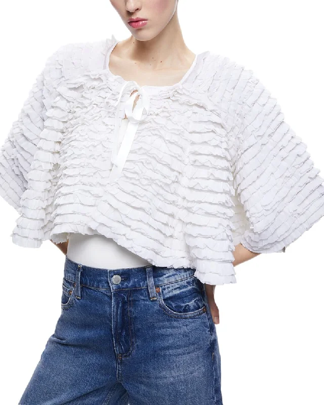 Chic And Edgy alice + olivia Loree Ruffle Crop Jacket
