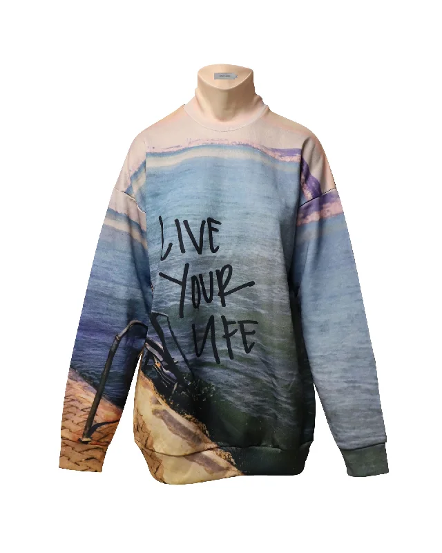Grab Romantic Date - Night Styles Now Marques Almeida Graphic Print Turtleneck Sweater in Multicolor Polyester