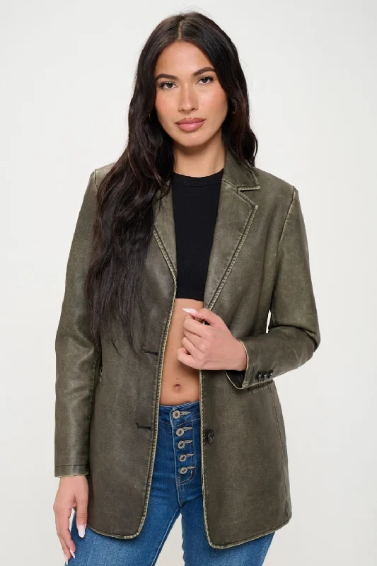 Limited Edition Single-Breasted Vegan Leather Blazer