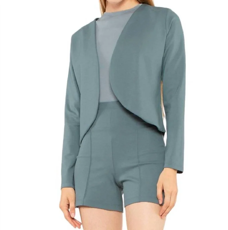 Chic Style Ponte Bolero In Sea Blue