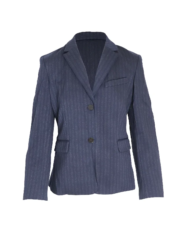 Elegant Style Theory Stripe Blazer in Navy Blue Viscose