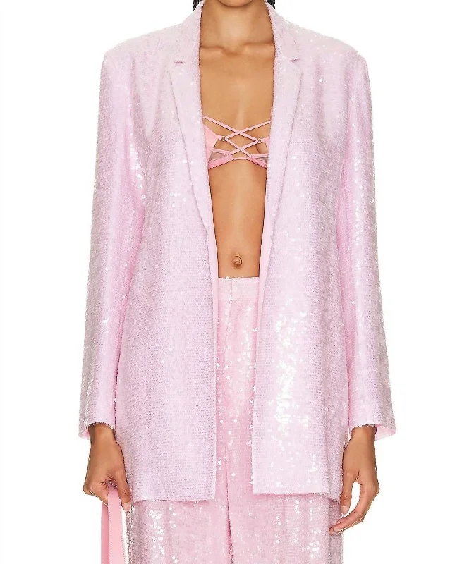 Vintage Inspired Fashion Sale Single Breasted Sequin Blazer In Blossom