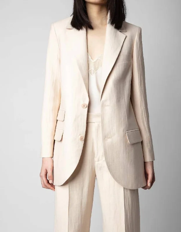 Shop Sales Violet Tailleur Lin Blazer In Poudre