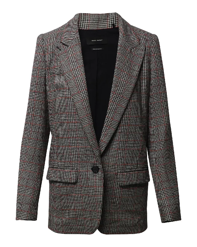 Fashion Sale Isabel Marant Plaid Oversized Blazer in Grey Polyester