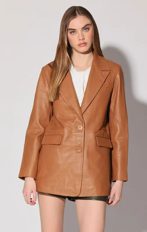 Premium Style Kiki Blazer, Camel - Leather