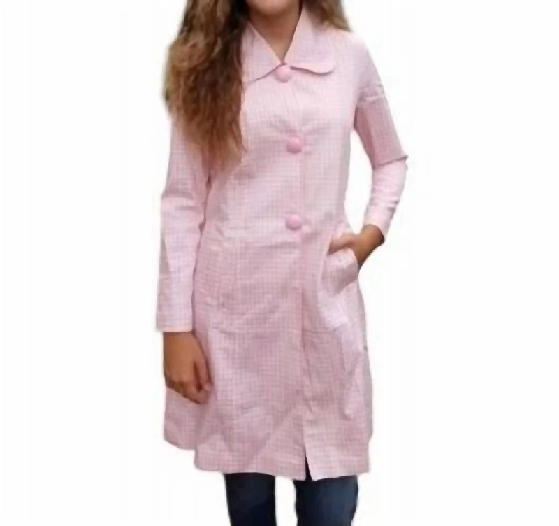 Wardrobe Upgrade Checkerboard Long Jacket In Pink/white