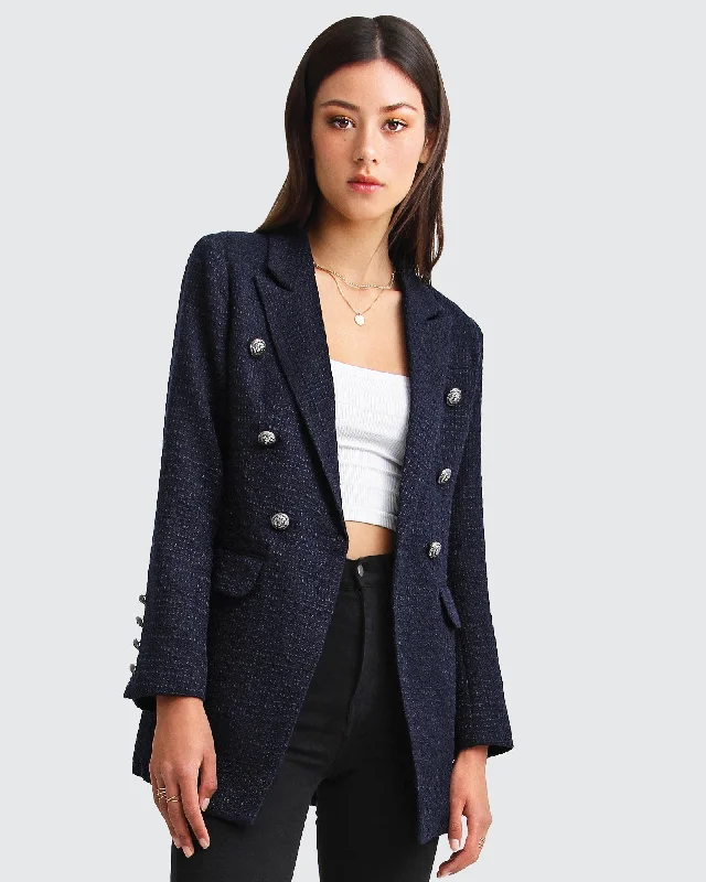 Trendy Street Style Attire Princess Polina Textured Weave Blazer