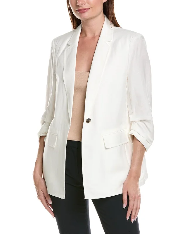 Budget Friendly Anne Klein Notch Collar Linen-Blend Jacket