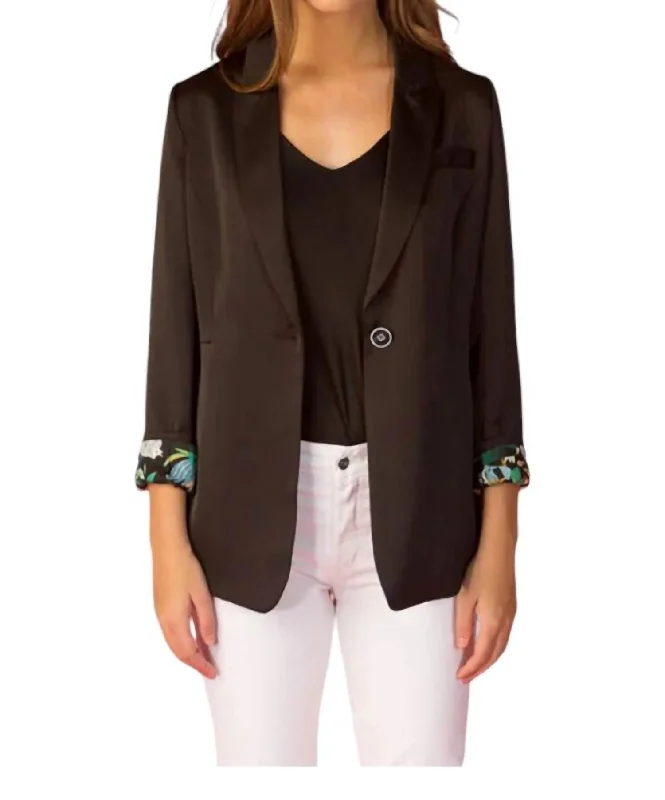 Season Sale Notched Collar Jacket In Black