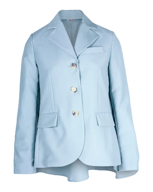 Chic Urban Fashion Look Lanvin Cape Blazer Jacket in Light Blue Wool