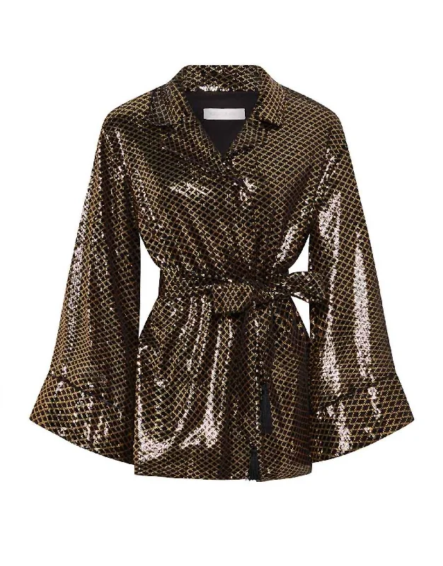 Daily Essentials Una Sequin Jacket In Gold