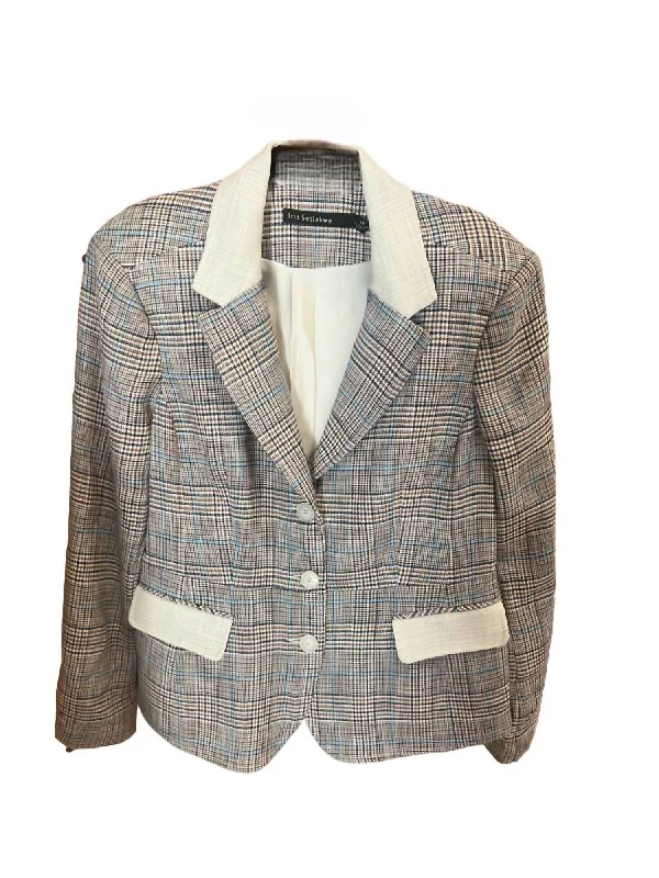 Unleash Your Fashion Single Breasted Jacket In Palace Blue Plaid