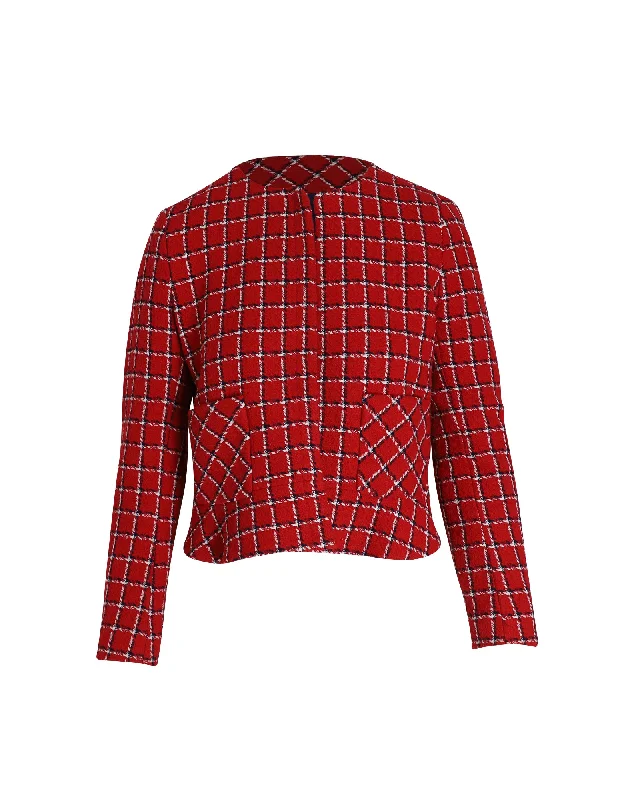 Cool Prices Sandro Stessy Printed Crop Jacket In Red Acrylic