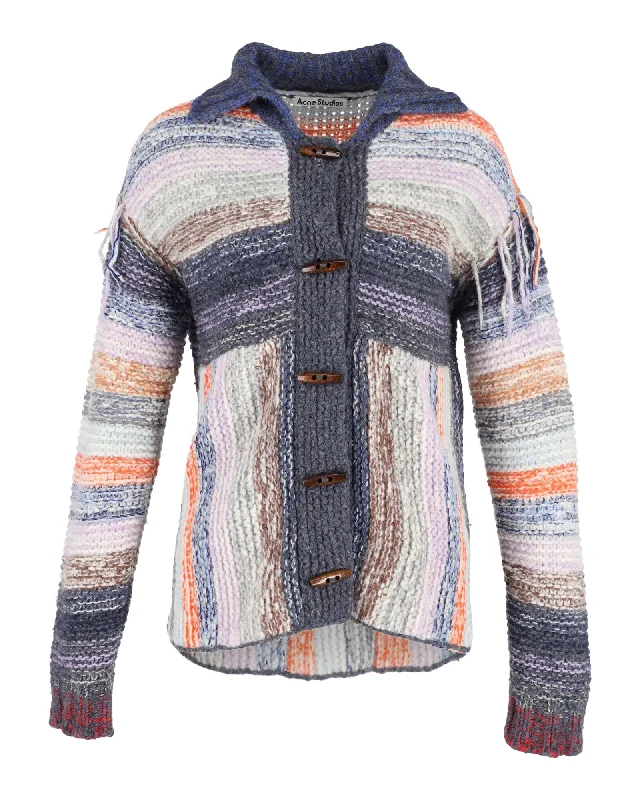 Hollywood Glam Award - Show Style Acne Studios Karya Mouliné Striped Cardigan In Multicolor Wool Hollywood Glam Award - Show Style Acne Studios Karya Mouliné Striped Cardigan In Multicolor Wool