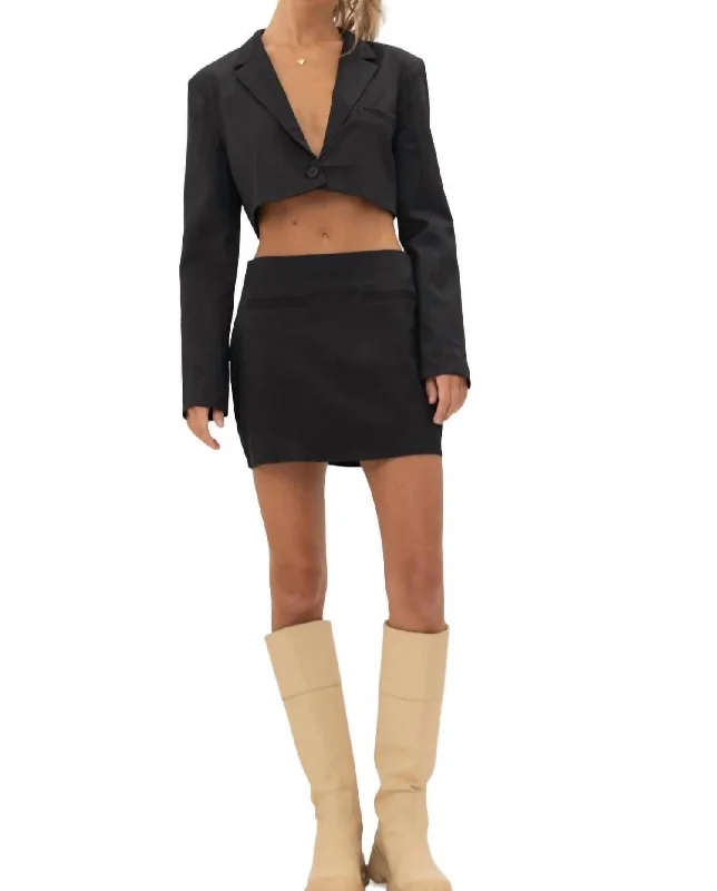 Casual Chic It's Just Business Cropped Blazer In Black