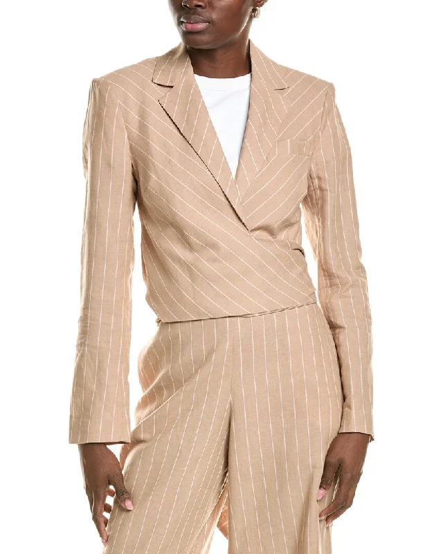 Huge Savings On Parisian Styles BCBGMAXAZRIA Cropped Front Tie Linen-Blend Jacket