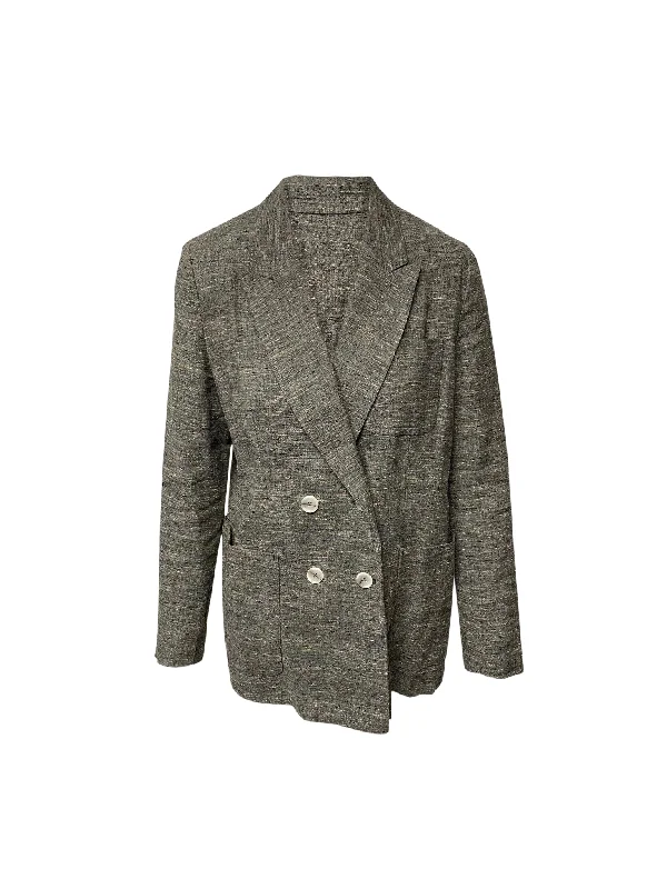 Chic & Cozy Collection Isabel Marant Kelis Double-breasted Donegal Jacket In Grey Silk