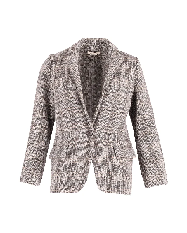 Vibrant Femme Fashion Isabel Marant Etoile Charly Herringbone Blazer in Multicolor Wool