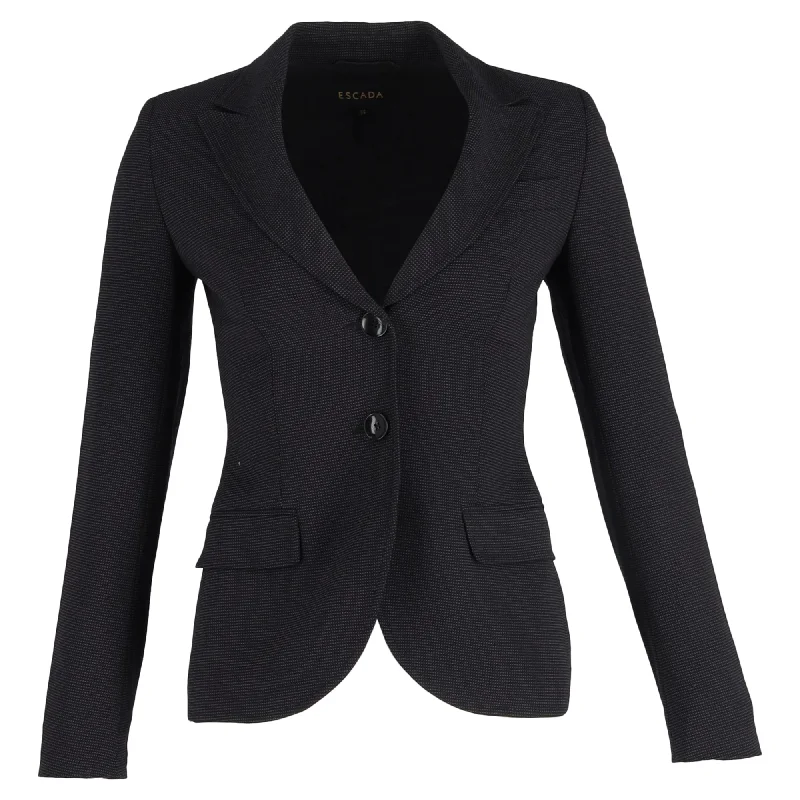 Last Chance Sale Escada Dotted Single-Breasted Blazer in Black Wool
