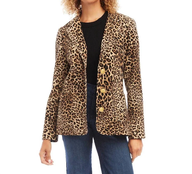 Seasonal Clearance Animal Print Corduroy Jacket In Leopard