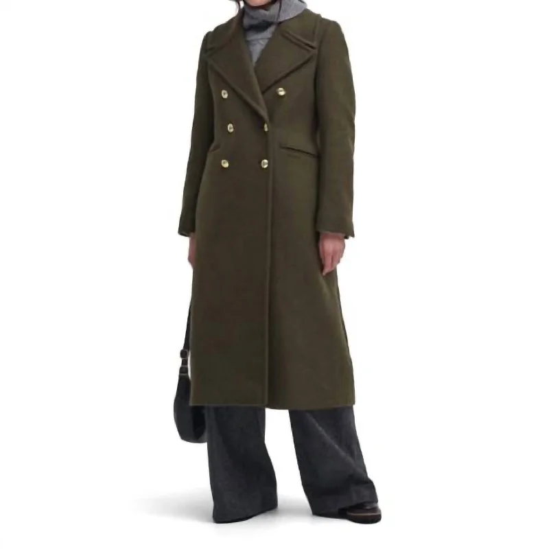 Day-To-Night Styles Reva Wool Military Coat In Olive