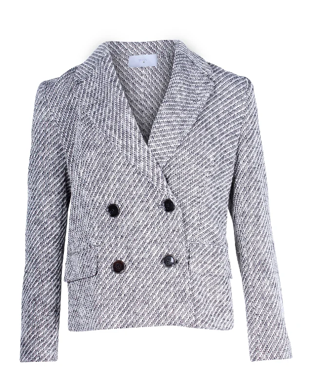 Special Offers Boss Double-Breasted Blazer in Black and White Polyester Wool Blend