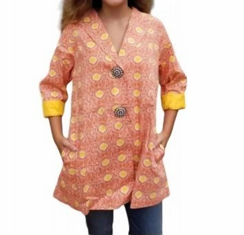 Seasonal Trends Medallion Print Jacket In Orange/yellow