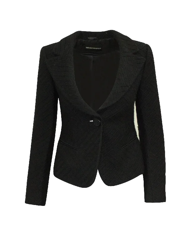 Exclusive Discount Emporio Armani Single-Breasted Blazer in Black Virgin Wool