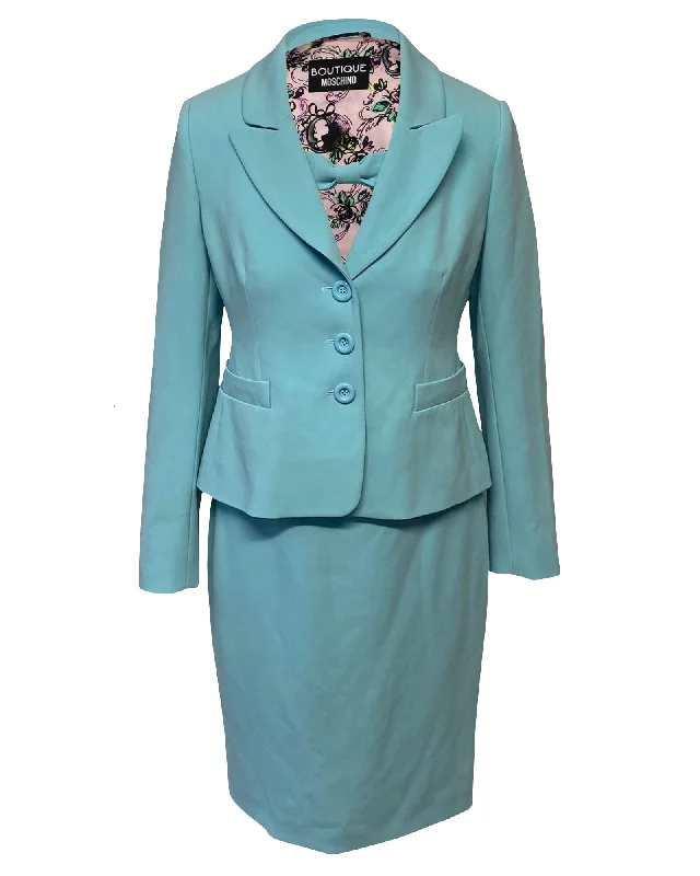 Unleash Your Style Boutique Moschino Dress and Blazer Set in Blue Triacetate