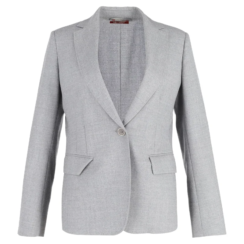 Save On Classic Elegant Styles Max Mara Single-Breasted Blazer in Grey Wool