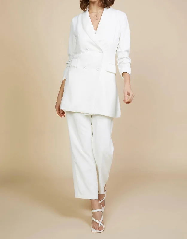 Wardrobe Upgrade Tailored Double Breasted Blazer In White