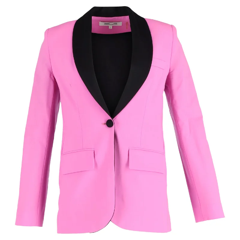Lighten Up With Nordic Styles Diane Von Furstenberg Tommy Single-Breasted Two-Tone Blazer in Pink Wool Lighten Up With Nordic Styles Diane Von Furstenberg Tommy Single-Breasted Two-Tone Blazer in Pink Wool