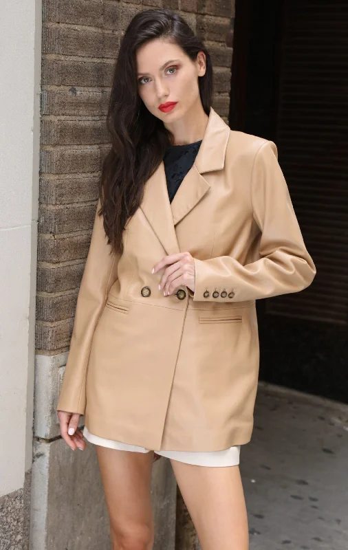 Urban Femme Streetwear Misha Blazer, Latte - Leather