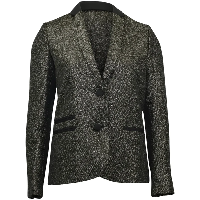 Unleash Your Trendy Side Zadig & Voltaire Vedax Dore Structured Metallic Blazer in Black Acrylic