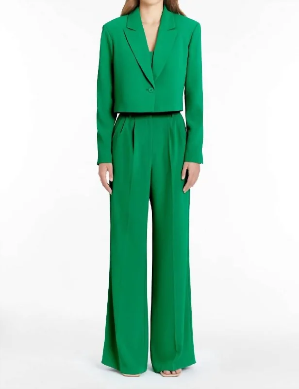Style Your Wardrobe Reggie Cropped Blazer In Green